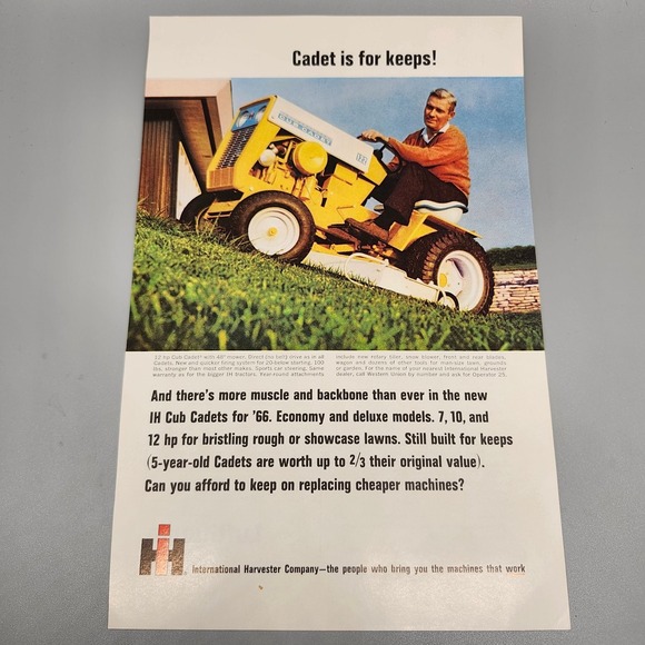 Cub Cadet Other - IH Cub Cadet Tractor Magazine Ad 1966 Lawn & Garden Mid-Century